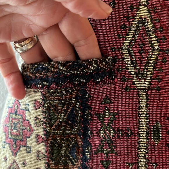 Vest Waistcoat Vintage Unisex Tribal Aztec Western Woven Tapestry Button Front - Picture 2 of 9